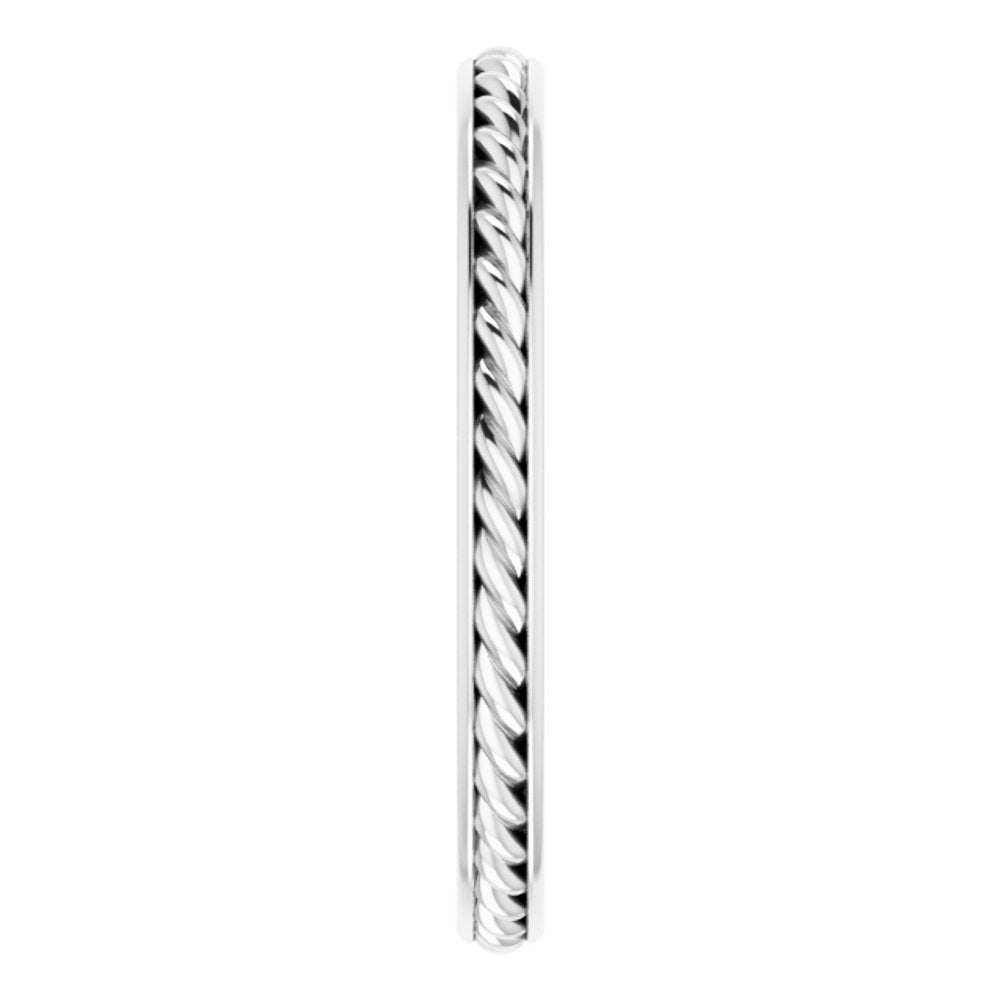 14K White Gold 2 mm Rope Flat Band Size 6