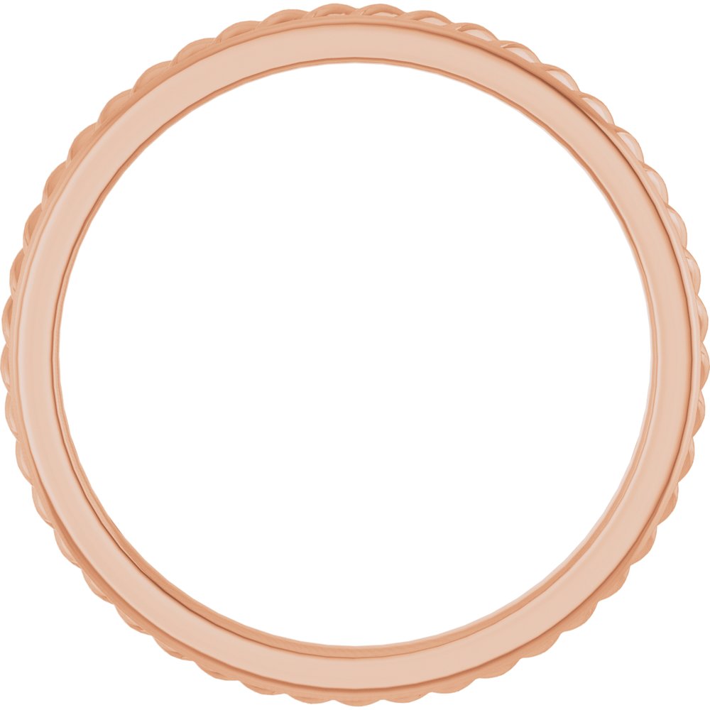 14K Rose 2 mm Rope Flat Band Size 7