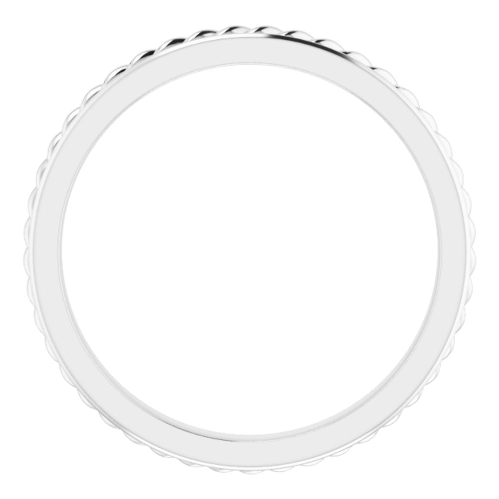 14K White Gold 2 mm Rope Flat Band Size 6