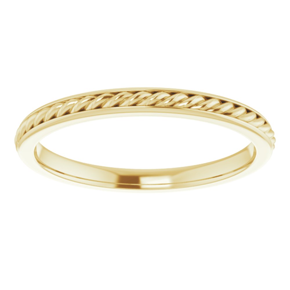 14K Yellow Gold 2 mm Rope Flat Band Size 7.5