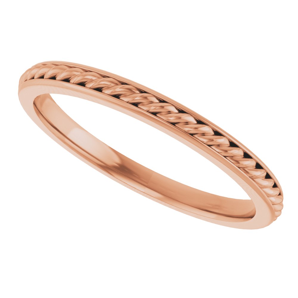 14K Rose 2 mm Rope Flat Band Size 7