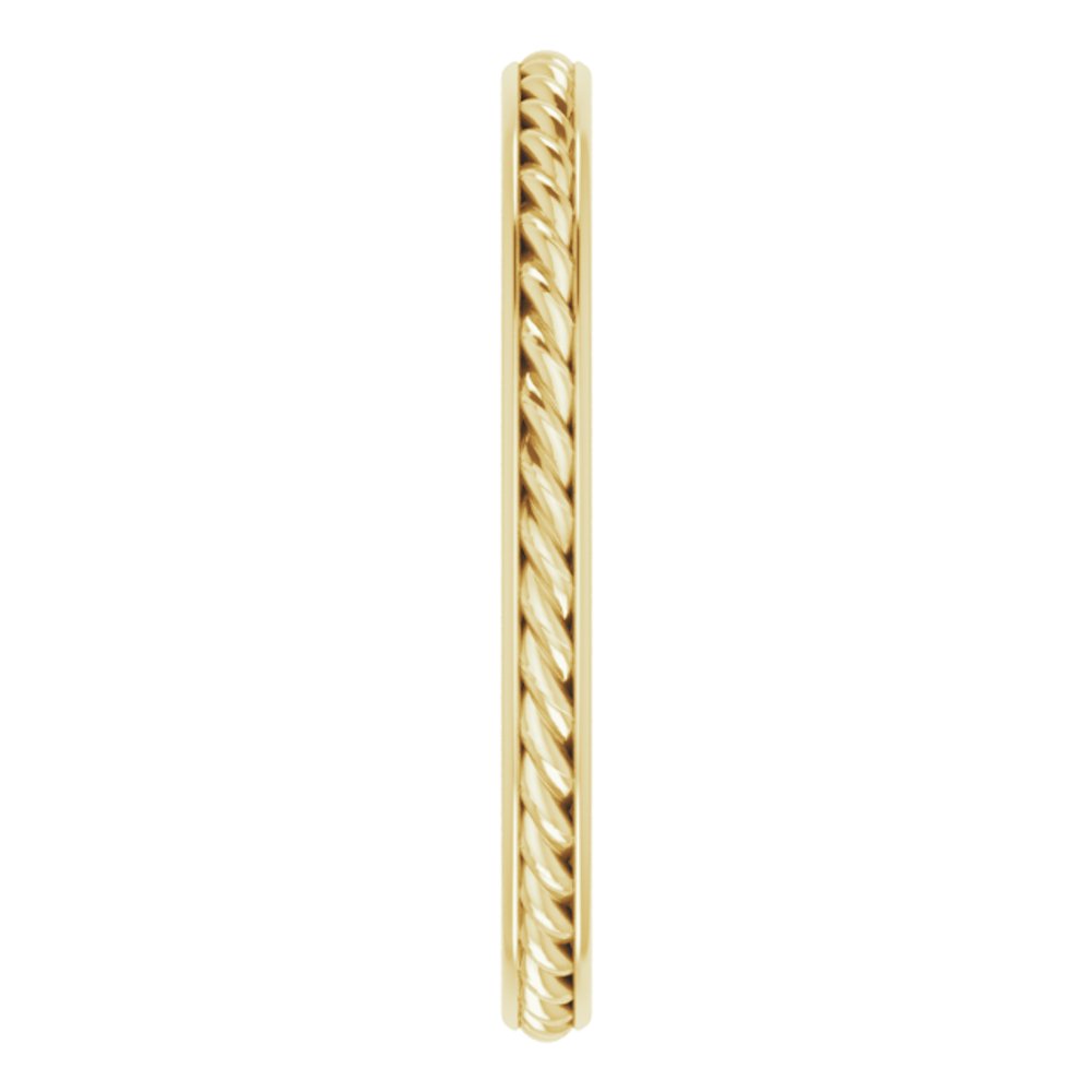 14K Yellow Gold 2 mm Rope Flat Band Size 7.5