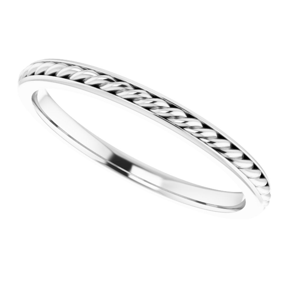 14K White 2 mm Rope Flat Band Size 8