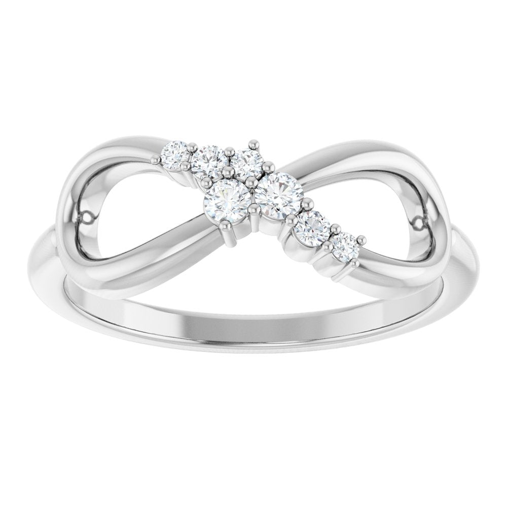 14K White Gold 1/8 CTW Natural Diamond Infinity-Inspired Ring