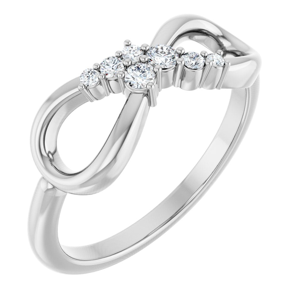 14K White Gold 1/8 CTW Natural Diamond Infinity-Inspired Ring