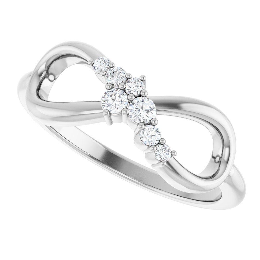14K White Gold 1/8 CTW Natural Diamond Infinity-Inspired Ring