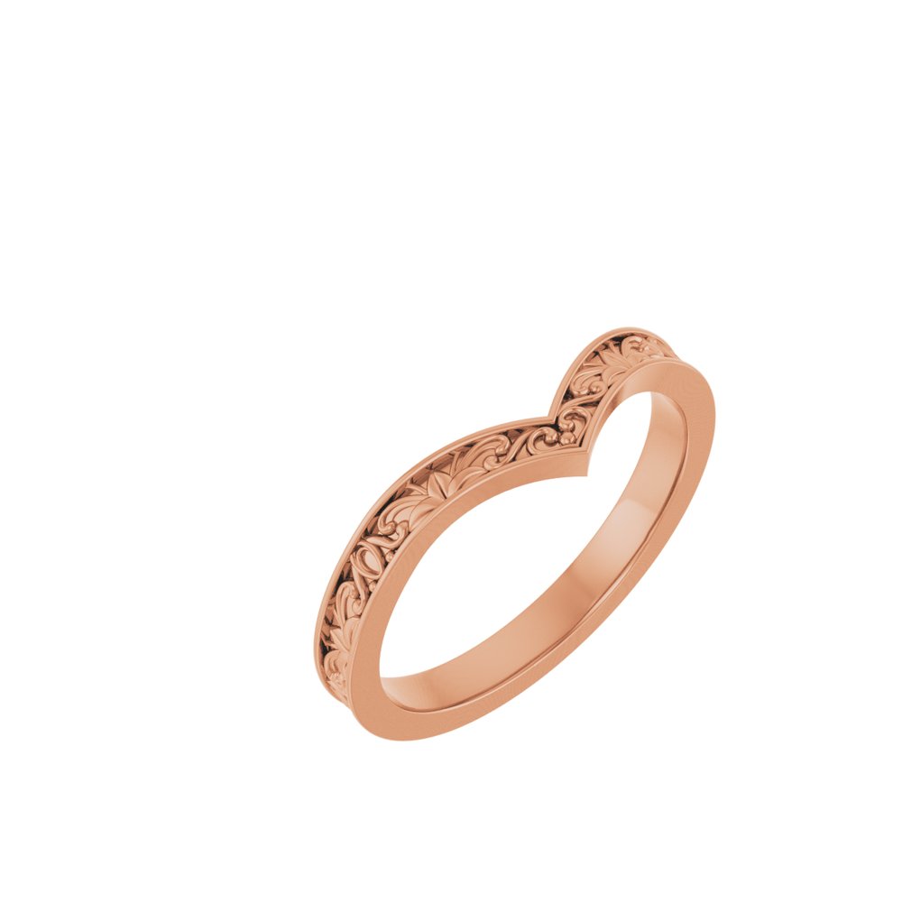 14K Rose Vintage-Inspired V Ring