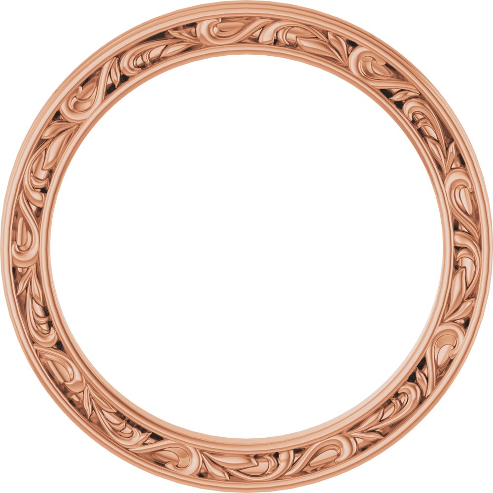 14K Rose Gold 2 mm Floral Flat Band Size 7