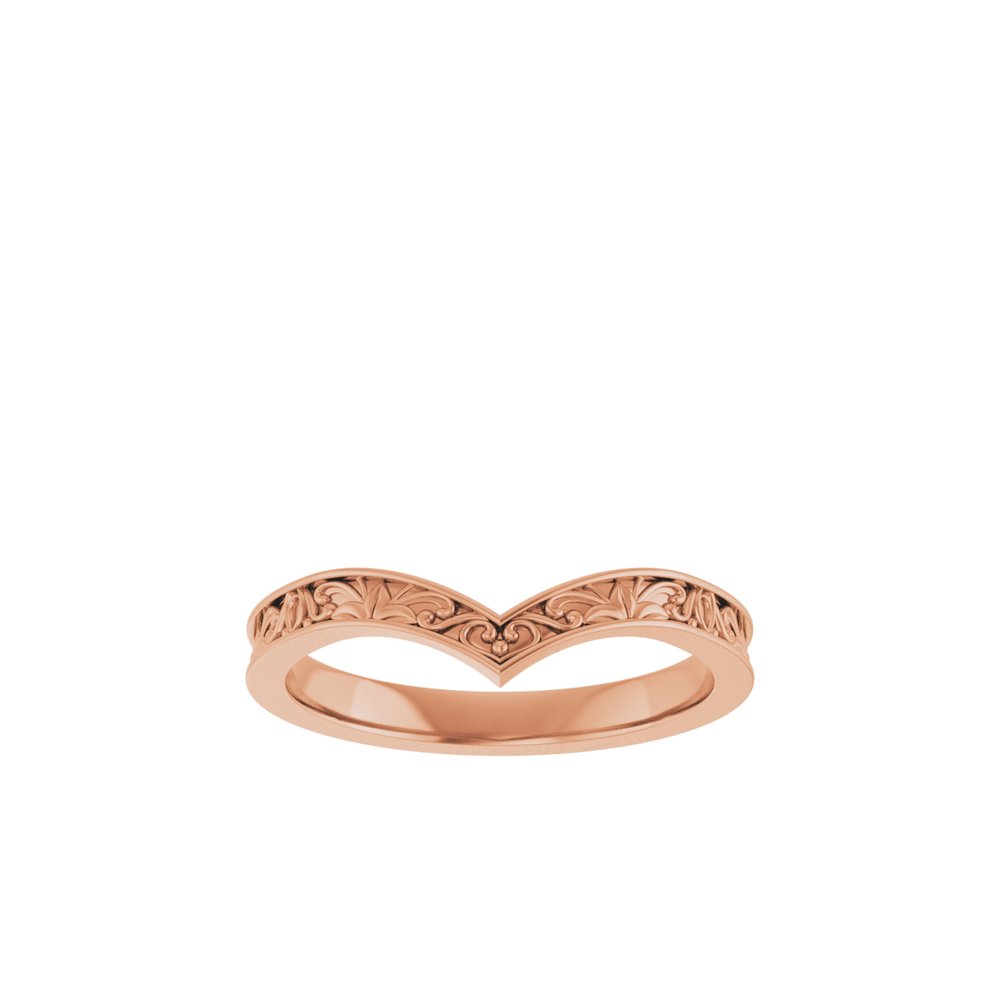 14K Rose Vintage-Inspired V Ring