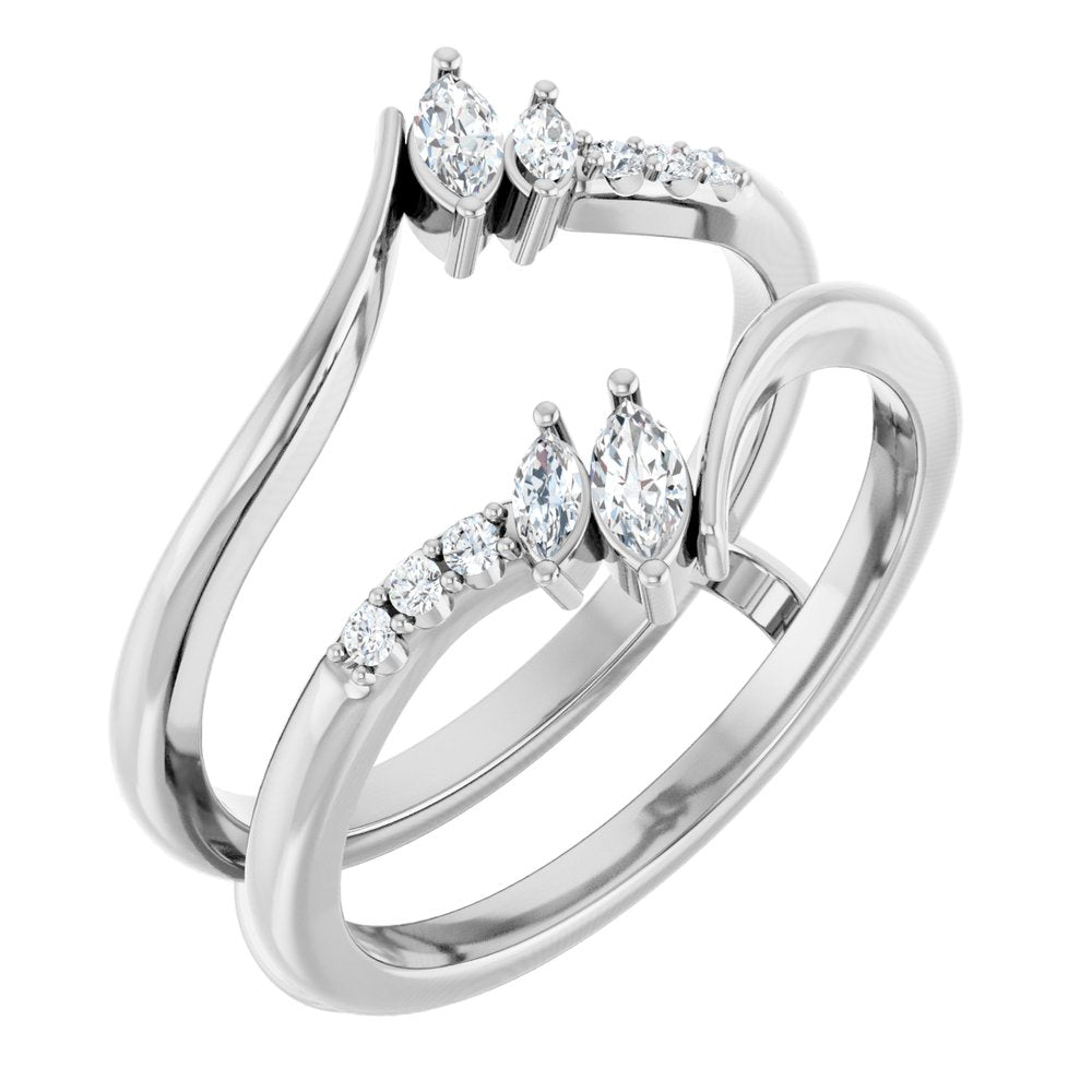 14K White Gold 1/4 CTW Natural Diamond Ring Guard