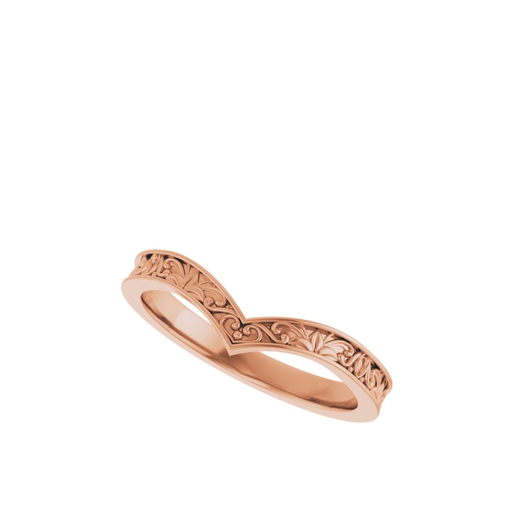 14K Rose Vintage-Inspired V Ring