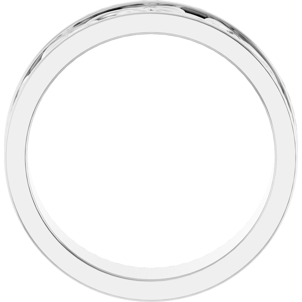 14K White Gold 7 mm Celtic-Inspired Flat Band Size 10