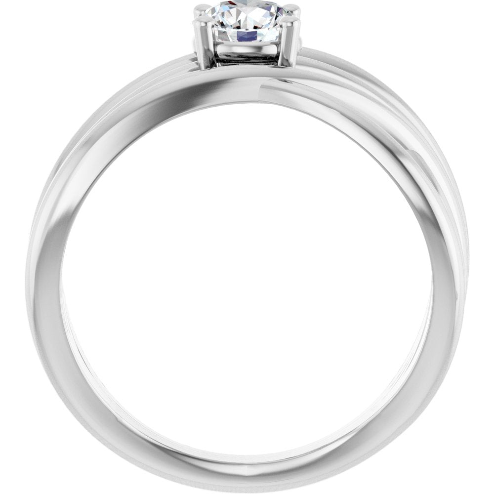 14K White Gold 1/2 CT Natural Diamond Criss-Cross Ring