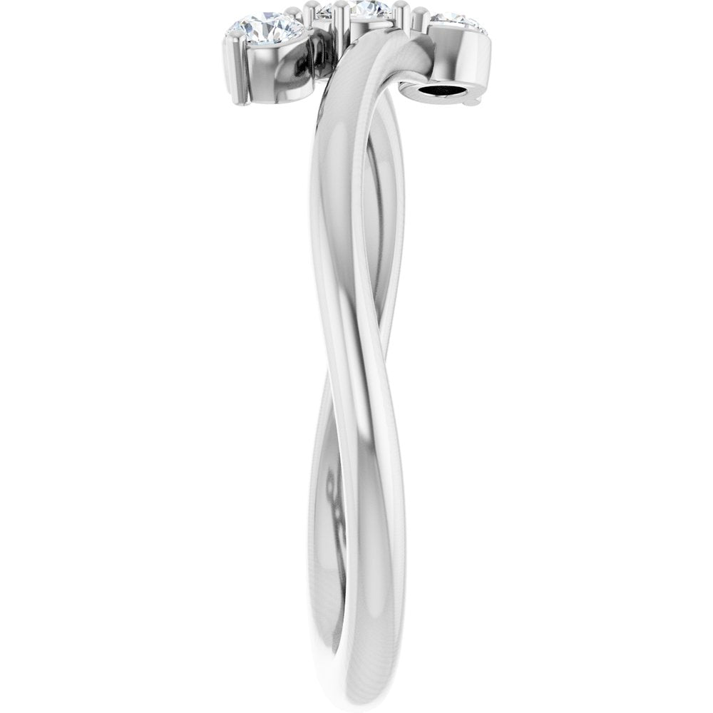 14K White Gold 1/5 CTW Natural Diamond Three-Stone Bypass Ring
