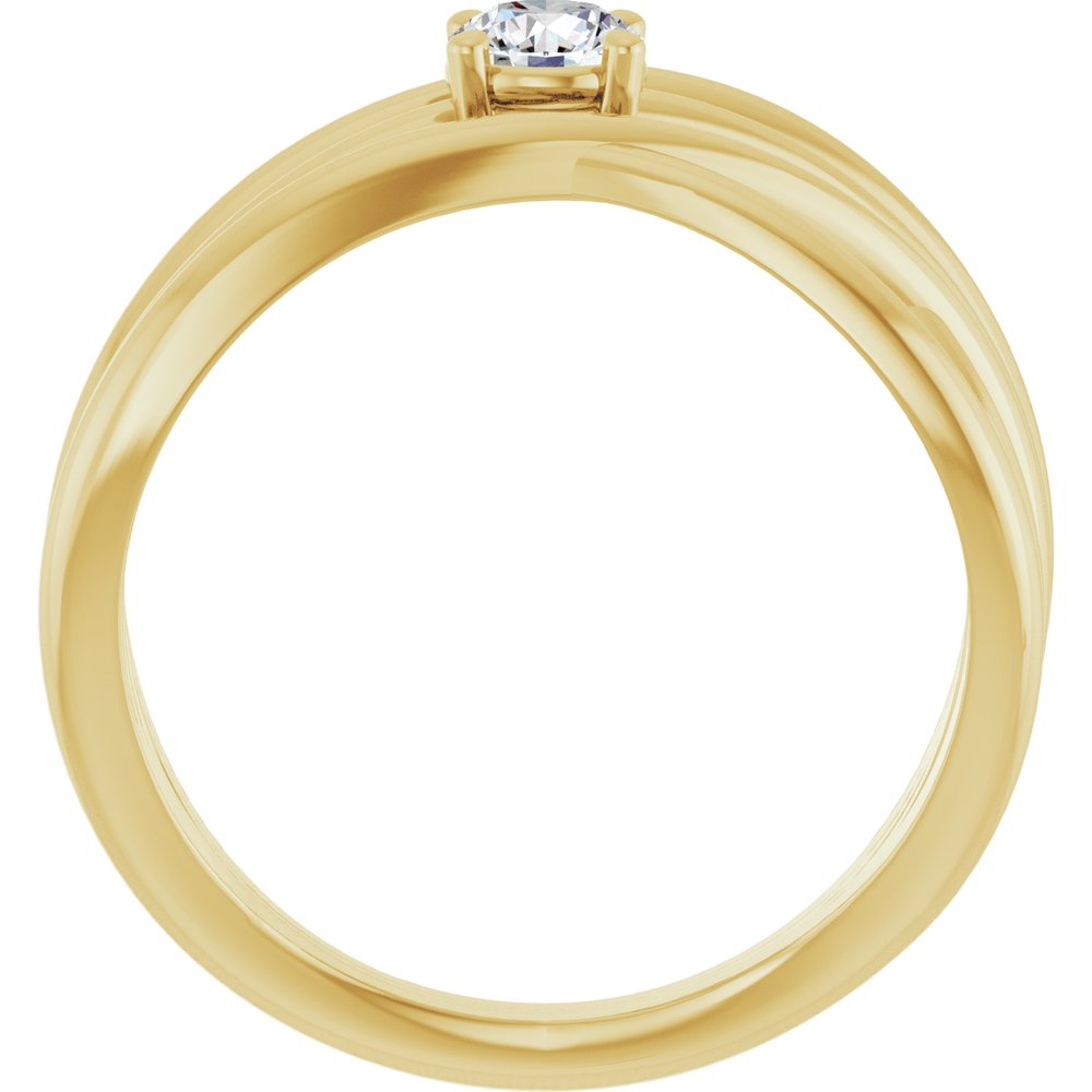 14K Yellow Gold 1/4 CT Natural Diamond Criss-Cross Ring