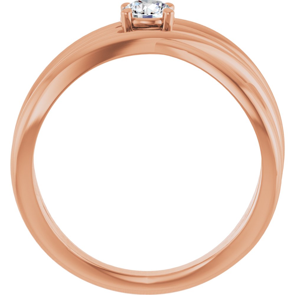 14K Rose Gold 1/4 CT Natural Diamond Criss-Cross Ring