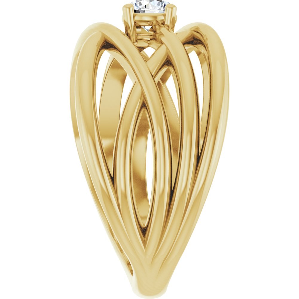 14K Yellow Gold 1/4 CT Natural Diamond Criss-Cross Ring
