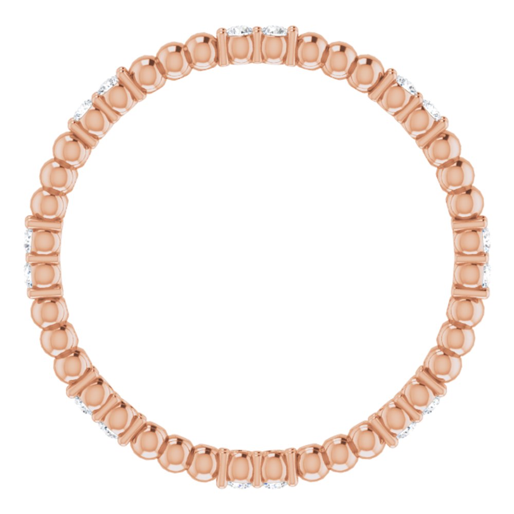 14K Rose 1/8 CTW Natural Diamond Beaded Eternity Band Size 6