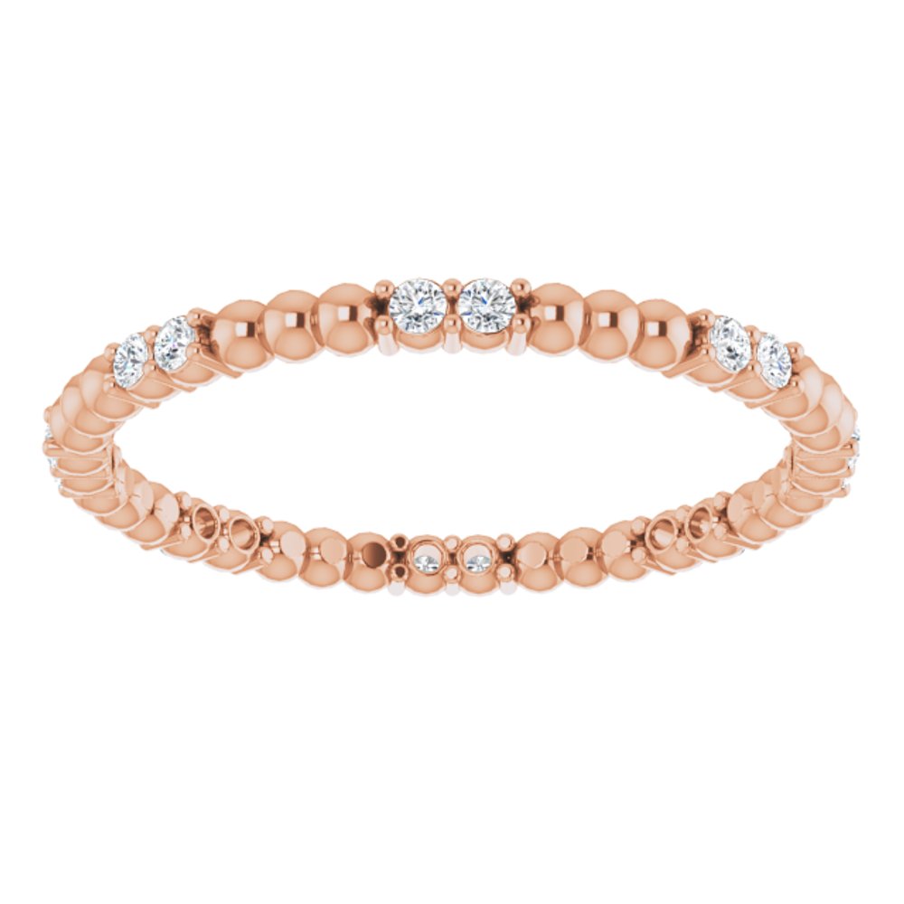 14K Rose 1/8 CTW Natural Diamond Beaded Eternity Band Size 6