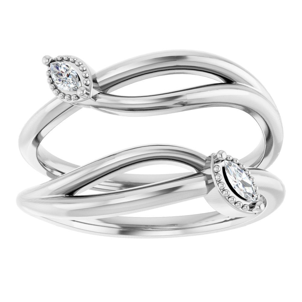 14K White Gold 1/10 CTW Natural Diamond Bypass Ring Guard