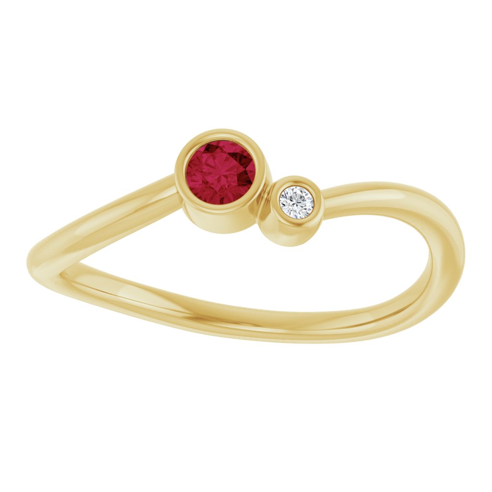 14K Yellow Gold 3 mm Natural Ruby & .015 CT Natural Diamond Ring
