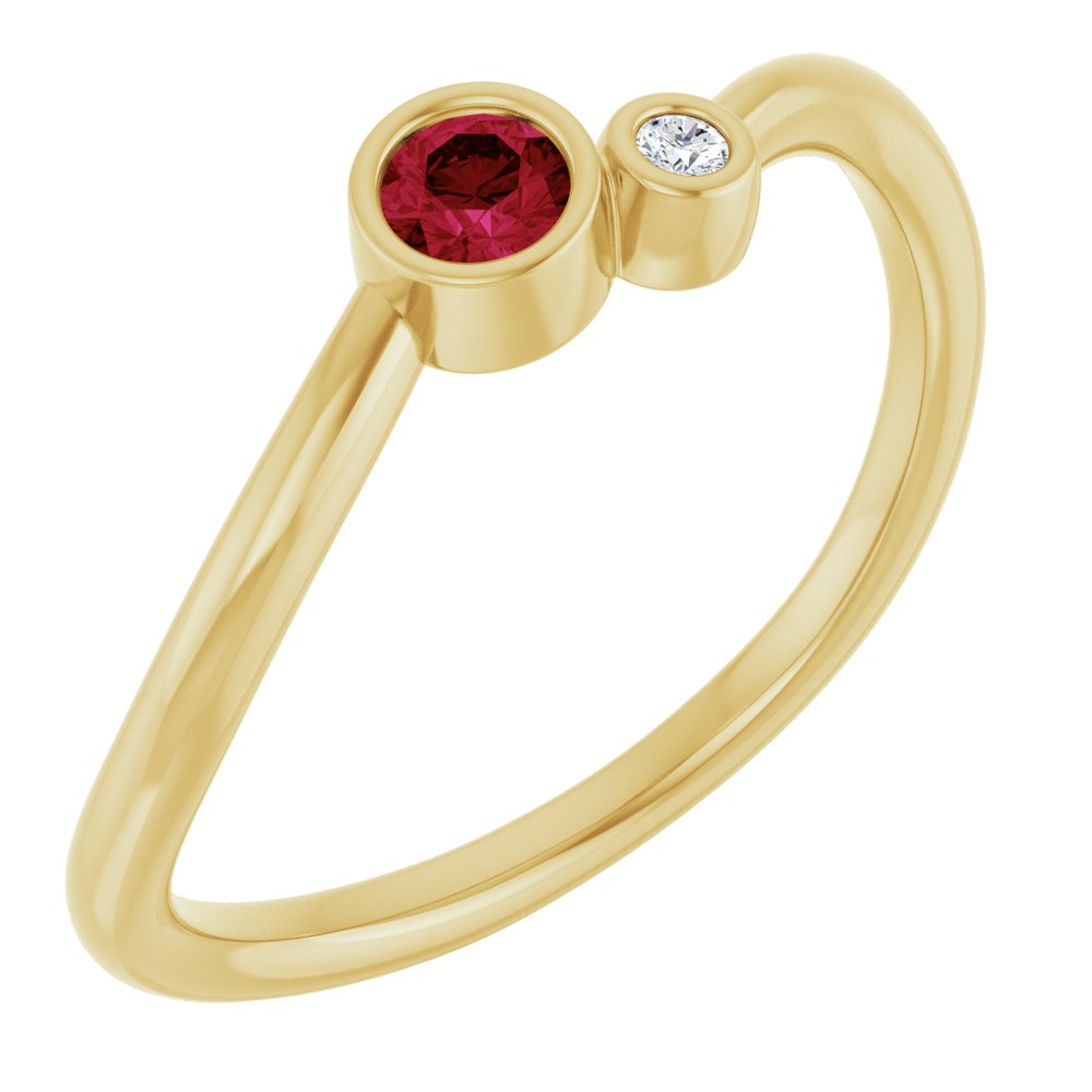 14K Yellow Gold 3 mm Natural Ruby & .015 CT Natural Diamond Ring