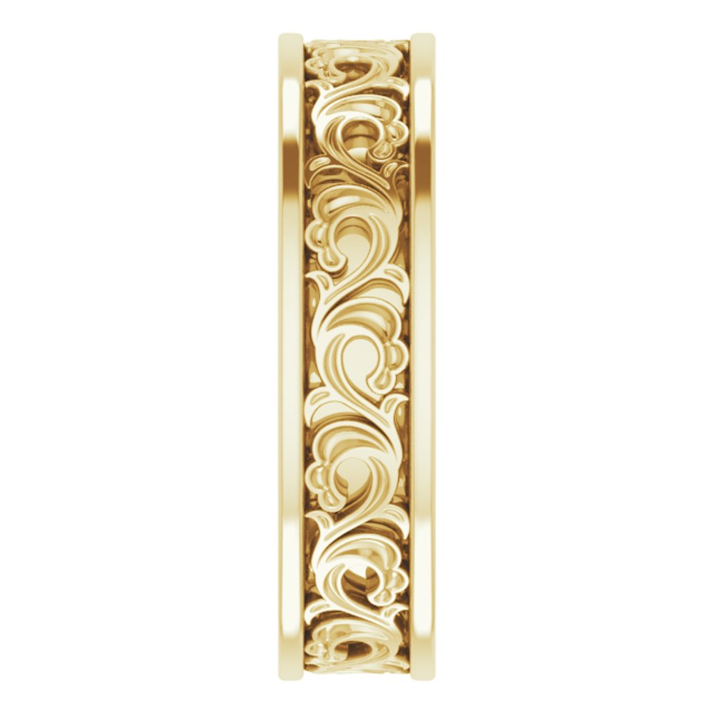 14K Yellow Gold 6 mm Sculptural Flat Band Size 10.5