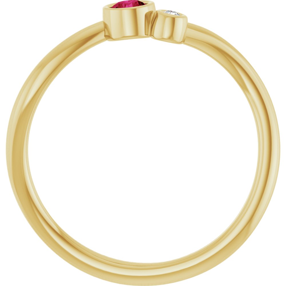 14K Yellow Gold 3 mm Natural Ruby & .015 CT Natural Diamond Ring