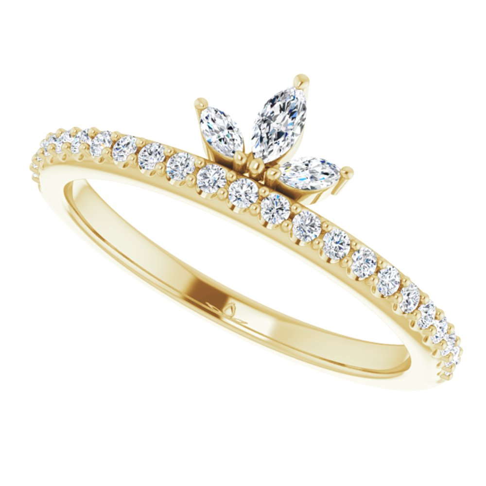 14K Yellow 1/3 CTW Natural Diamond Stackable Crown Ring