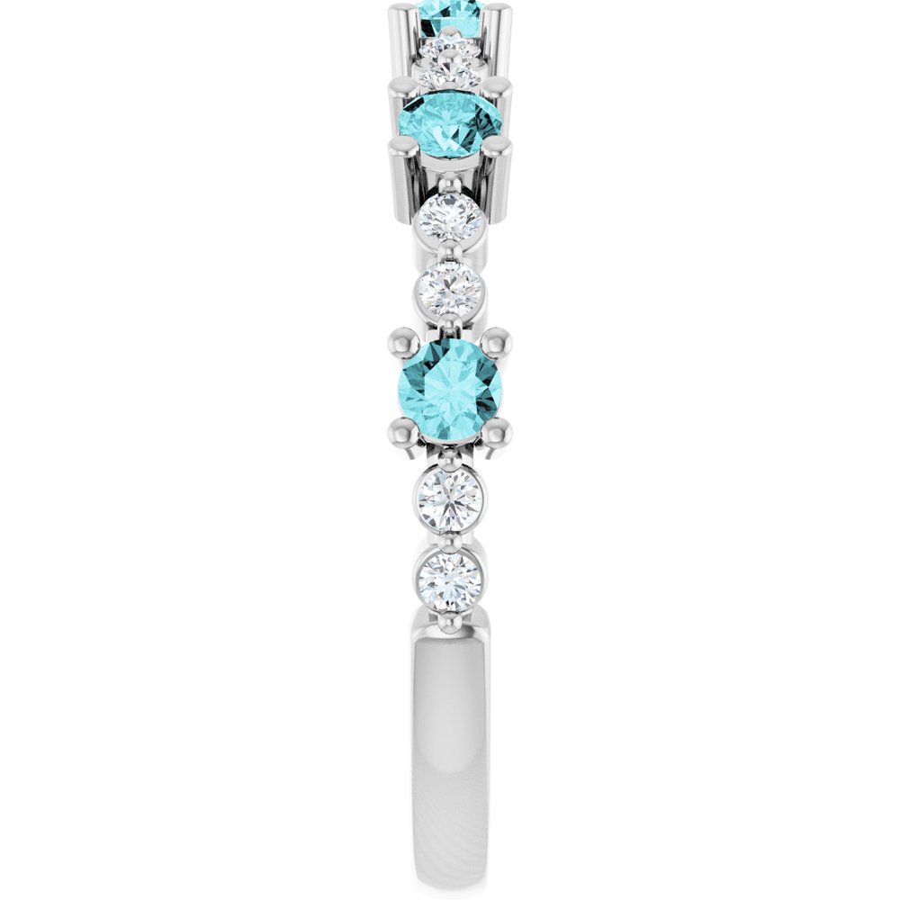 14K White Natural Blue Zircon & 1/6 CTW Natural Diamond Ring