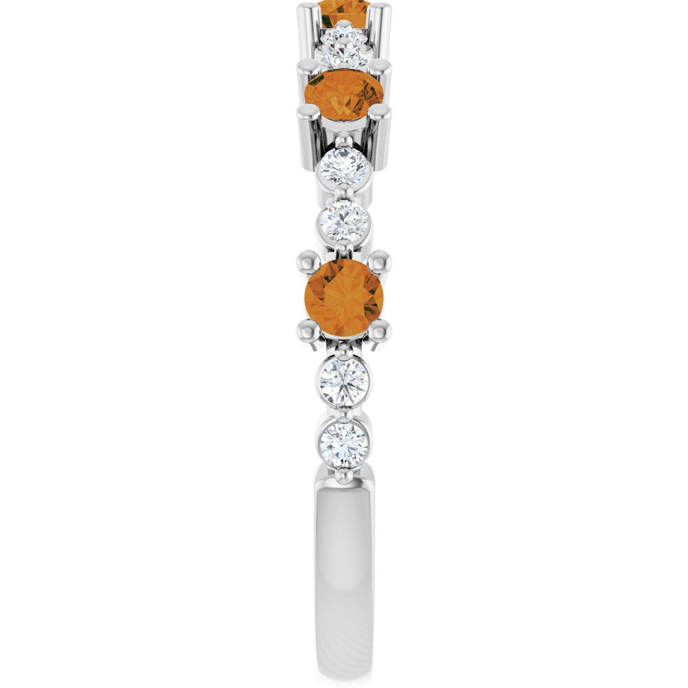 14K White Gold Natural Citrine & 1/6 CTW Natural Diamond Ring