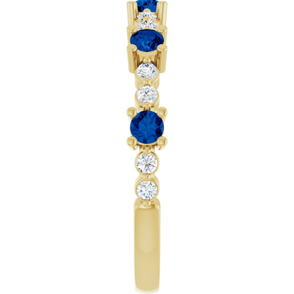 14K Yellow Gold Lab-Grown Blue Sapphire & 1/6 CTW Natural Diamond Ring