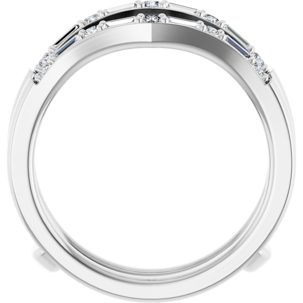 14K White Gold 1/2 CTW Natural Diamond Ring Guard