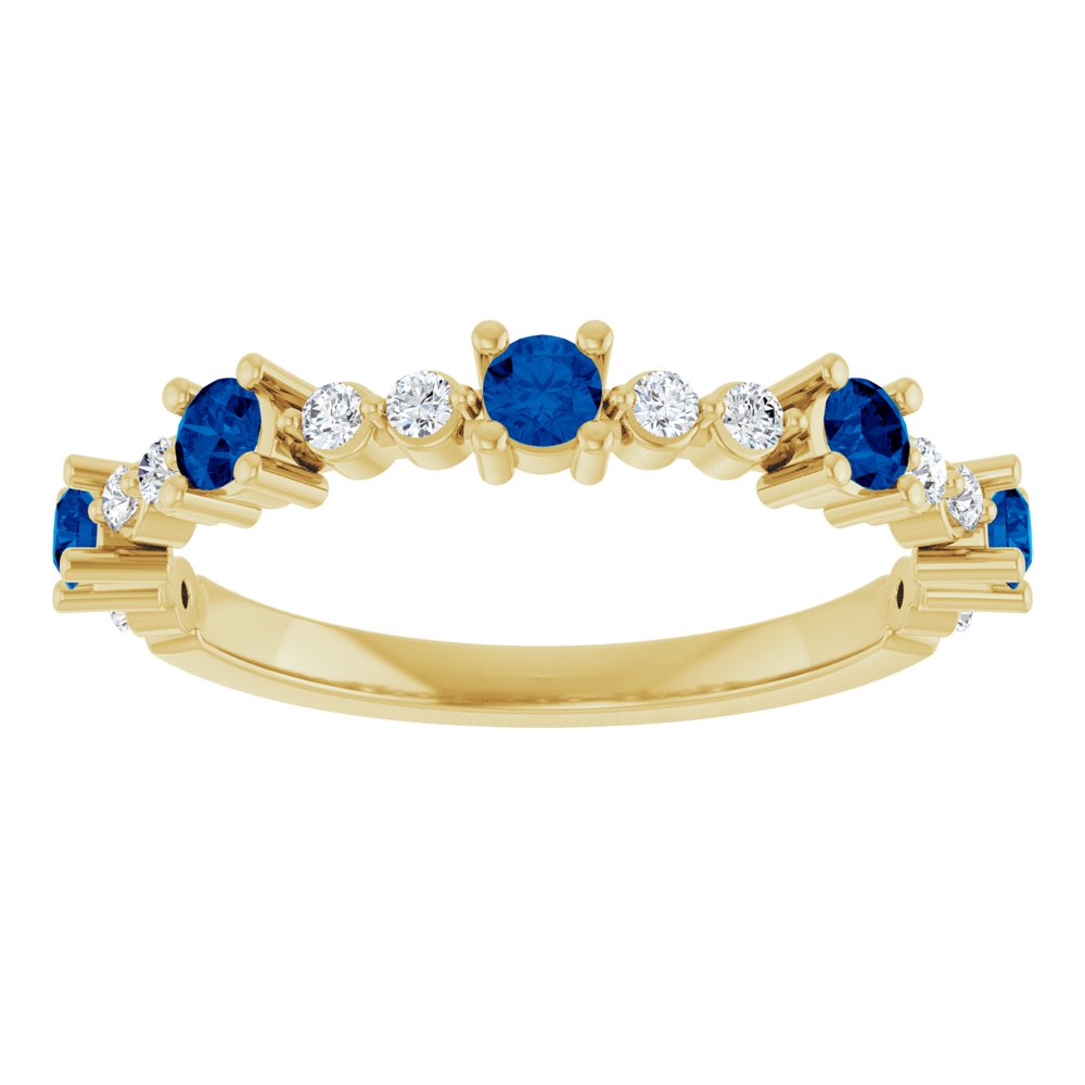 14K Yellow Gold Lab-Grown Blue Sapphire & 1/6 CTW Natural Diamond Ring
