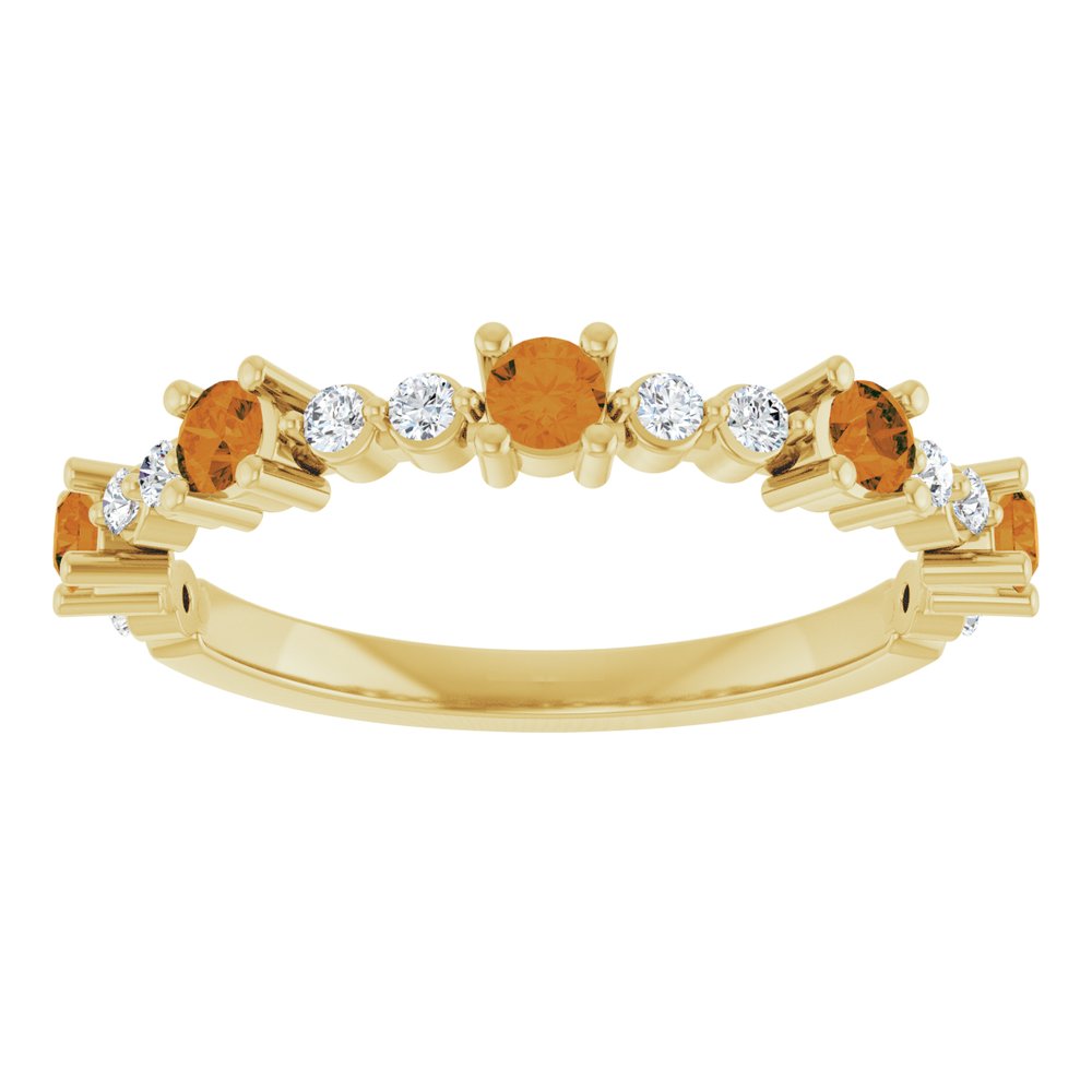 14K Yellow Natural Citrine & 1/6 CTW Natural Diamond Ring