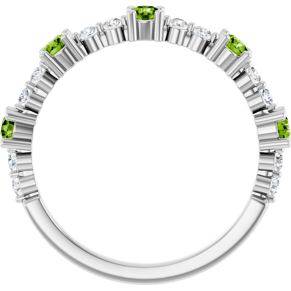 14K White Natural Peridot & 1/6 CTW Natural Diamond Ring