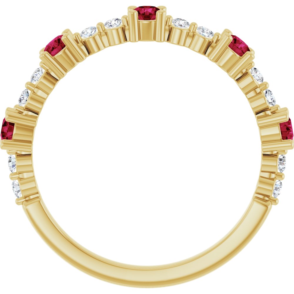 14K Yellow Gold Lab-Grown Ruby & 1/6 CTW Natural Diamond Ring