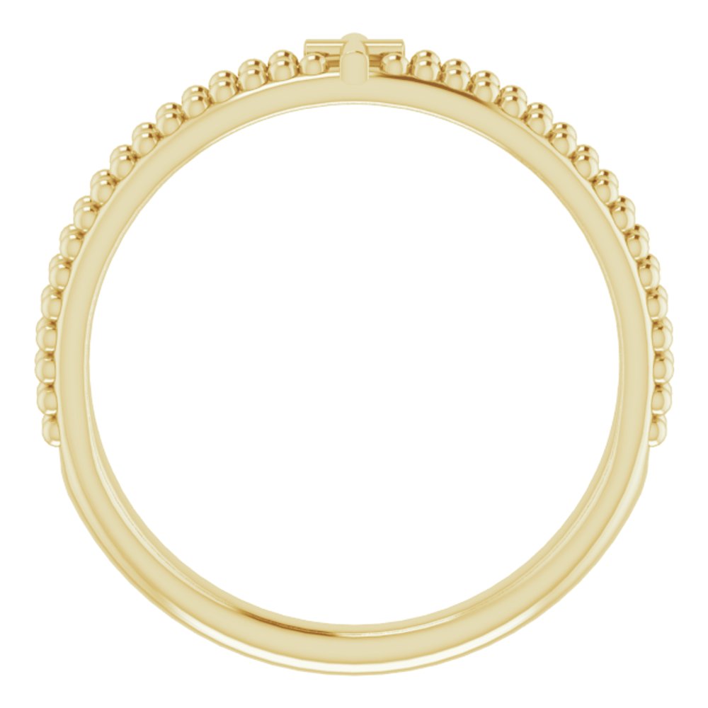 14K Yellow Milgrain Stackable Cross Ring