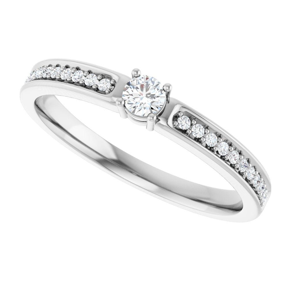 14K Rose 1-Stone .08 CTW Lab-Grown Diamond Semi-Set Family Ring