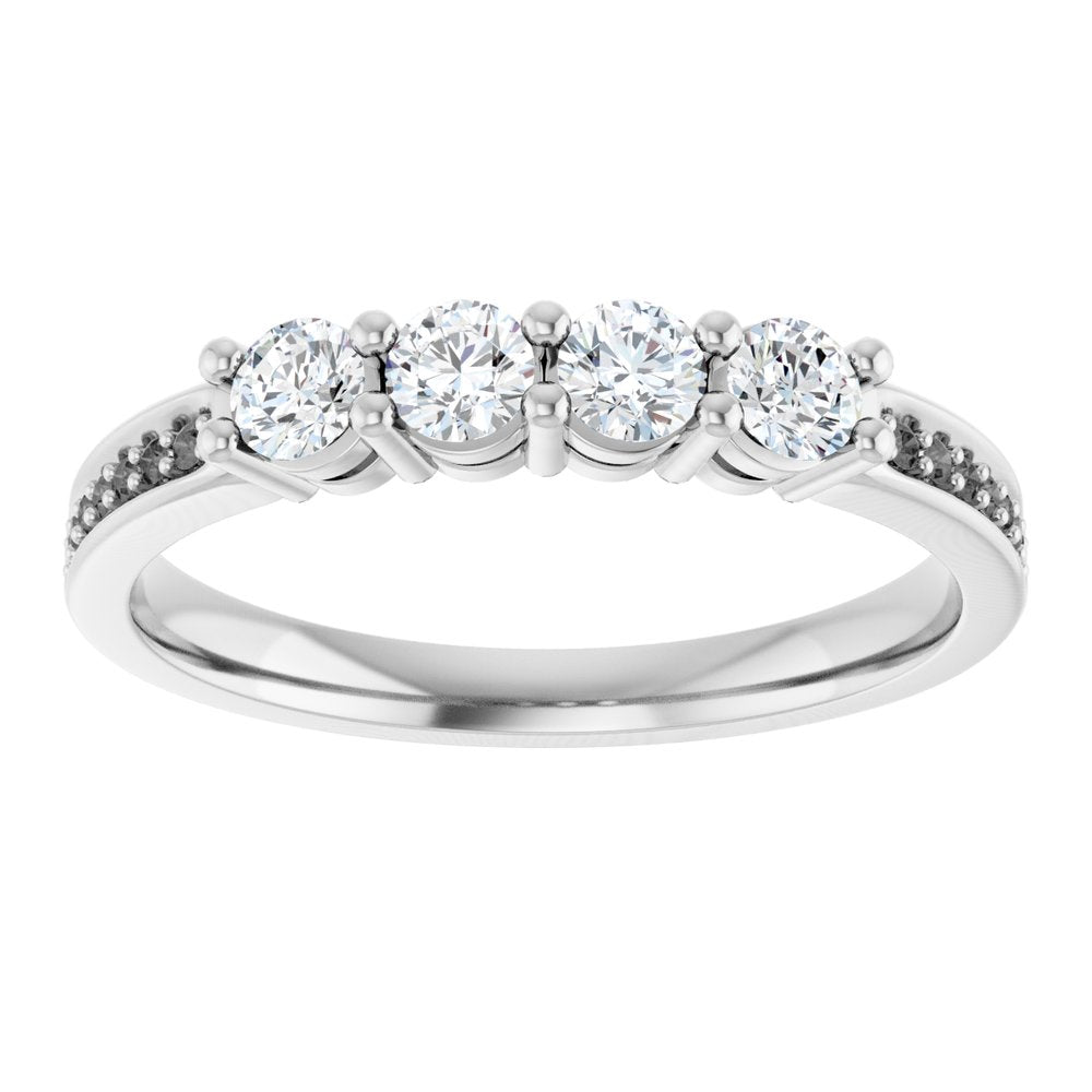 14K White 4-Stone .05 CTW Lab-Grown Diamond Semi-Set Family Ring
