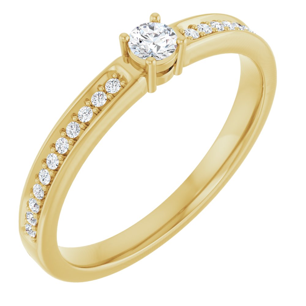 14K Yellow 1-Stone .08 CTW Lab-Grown Diamond Semi-Set Family Ring