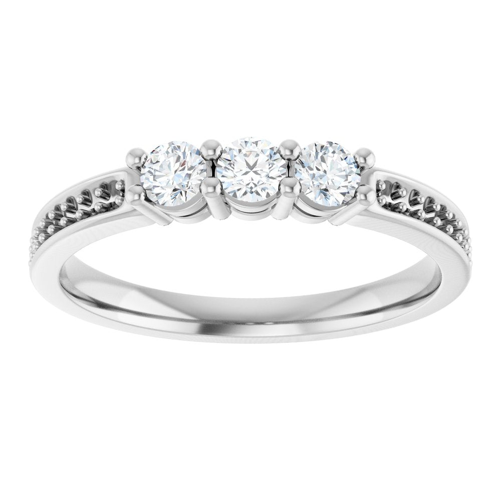 14K White 3-Stone .06 CTW Lab-Grown Diamond Semi-Set Family Ring