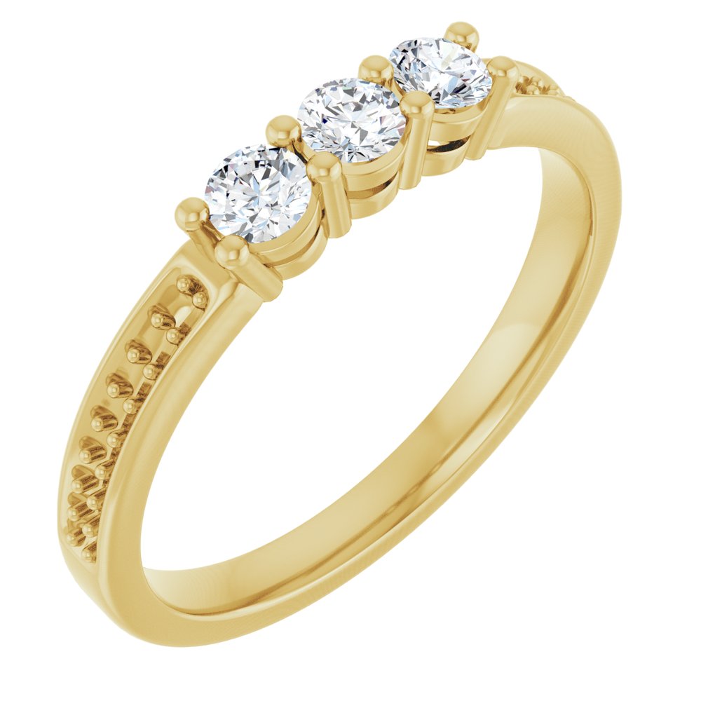 14K Yellow 3-Stone .06 CTW Lab-Grown Diamond Semi-Set Family Ring