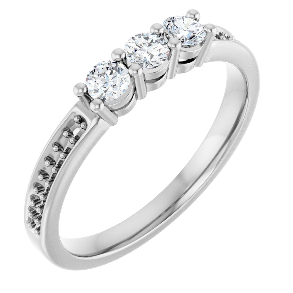 14K White 3-Stone .06 CTW Lab-Grown Diamond Semi-Set Family Ring