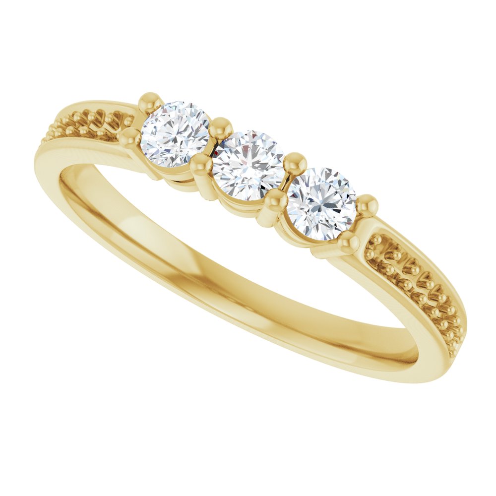 14K Yellow 3-Stone .06 CTW Lab-Grown Diamond Semi-Set Family Ring