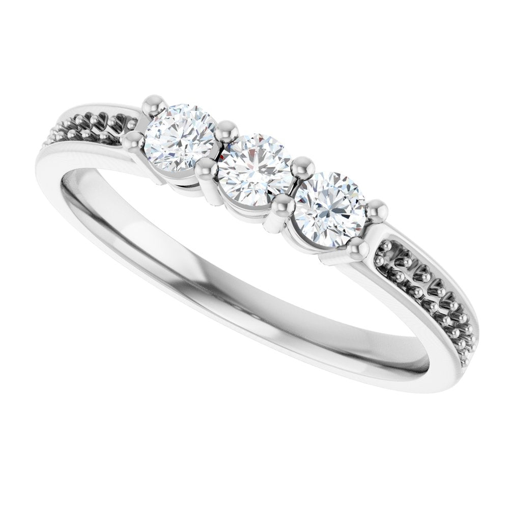 14K White 3-Stone .06 CTW Lab-Grown Diamond Semi-Set Family Ring