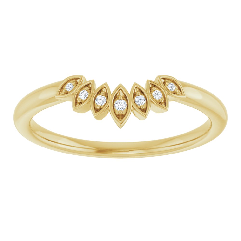 14K Yellow .025 CTW Natural Diamond Floral Contour Band