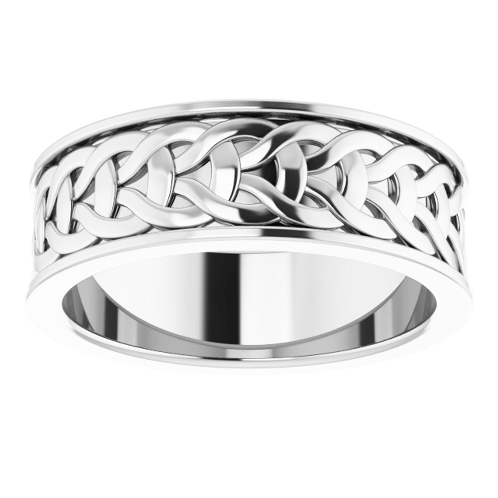 14K White 7 mm Woven-Design Band Size 8