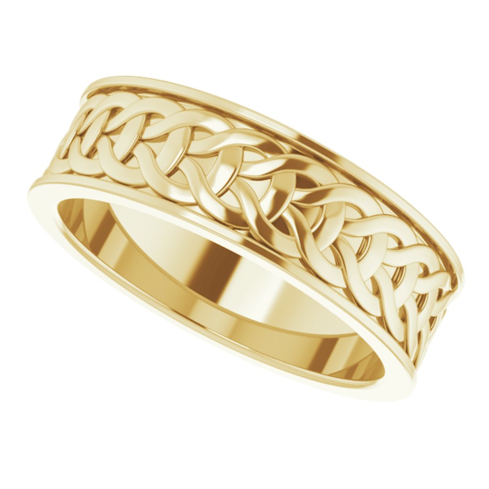 14K Yellow Gold 7 mm Woven-Design Flat Band Size 10.5