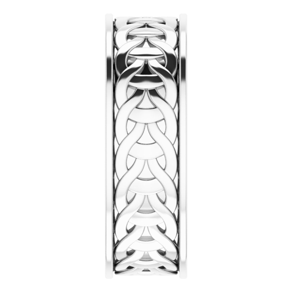 14K White 7 mm Woven-Design Band Size 8